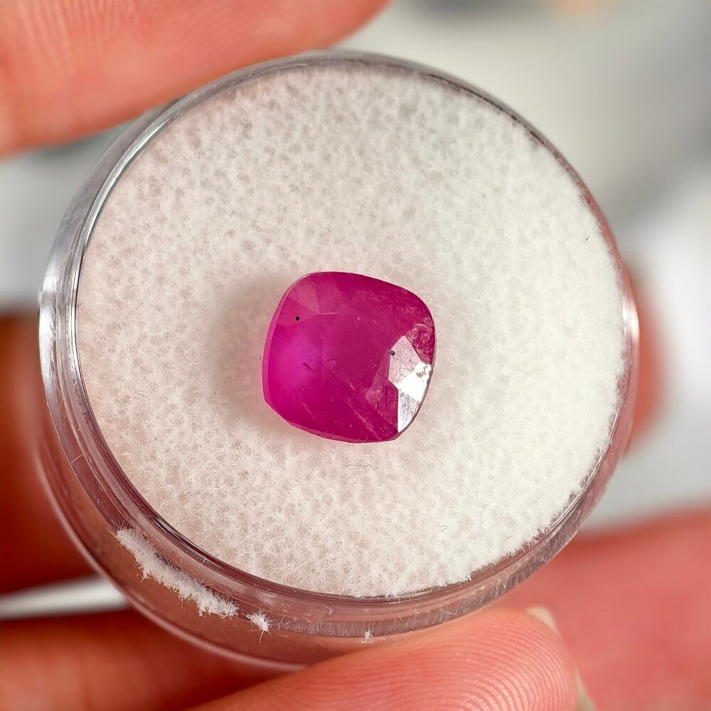3.70ct Ruby (Glass Filled) Cushion Cut Gemstone